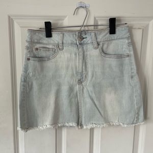 Light wash denim mini skirt